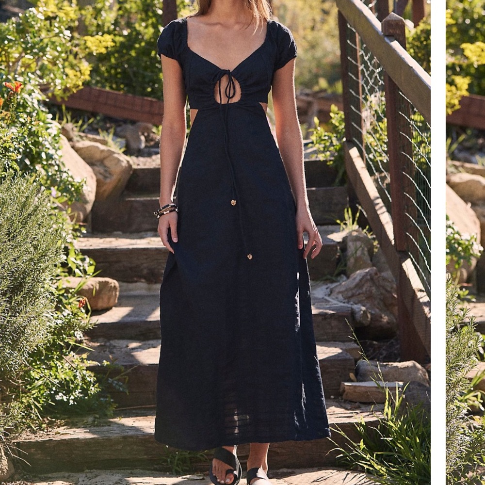 Free People Extra Dose Midi Dress - Black